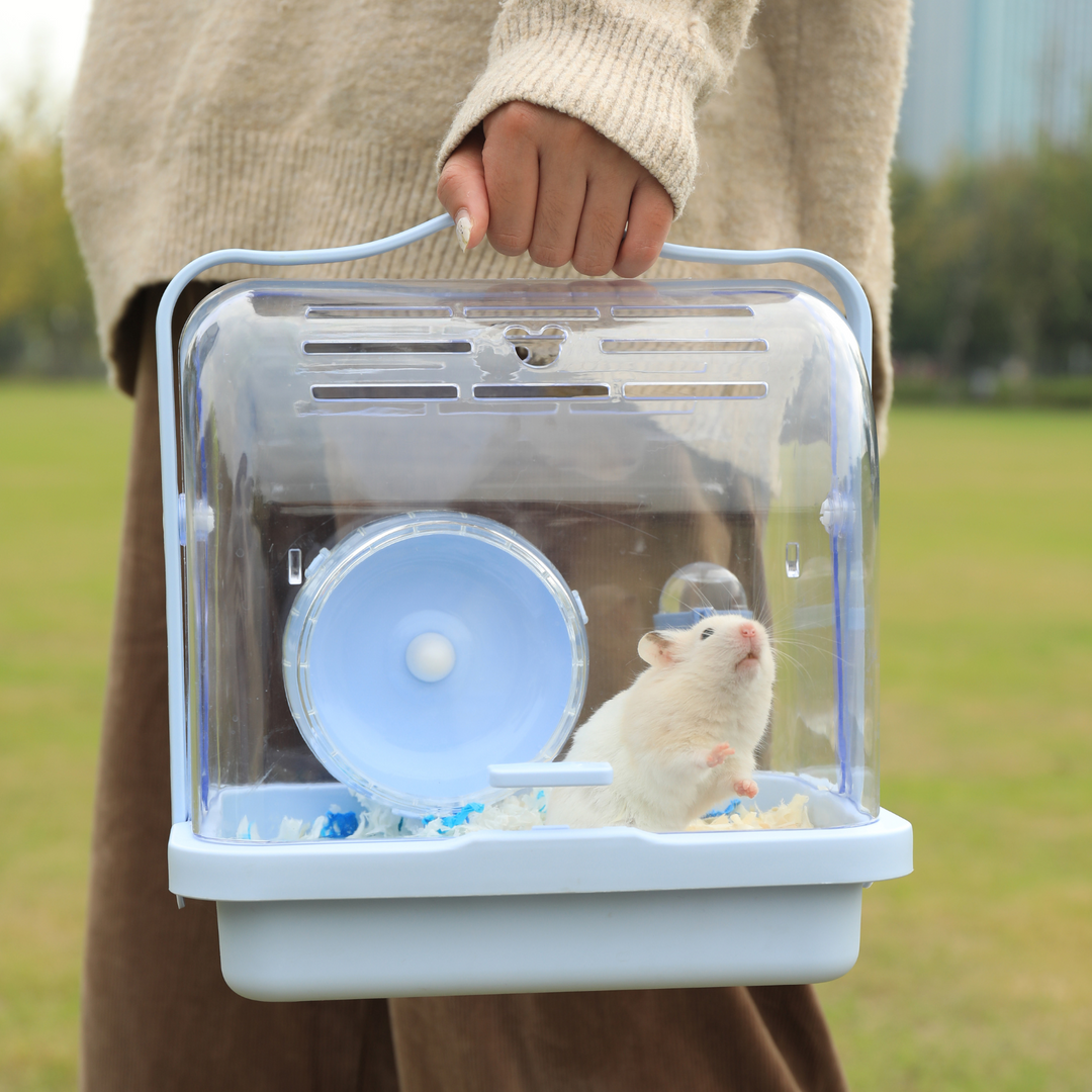 Mini & Moe Crystal Travel Cage for Hamsters - Portable, Clear, Secure for Small Animal Adventures