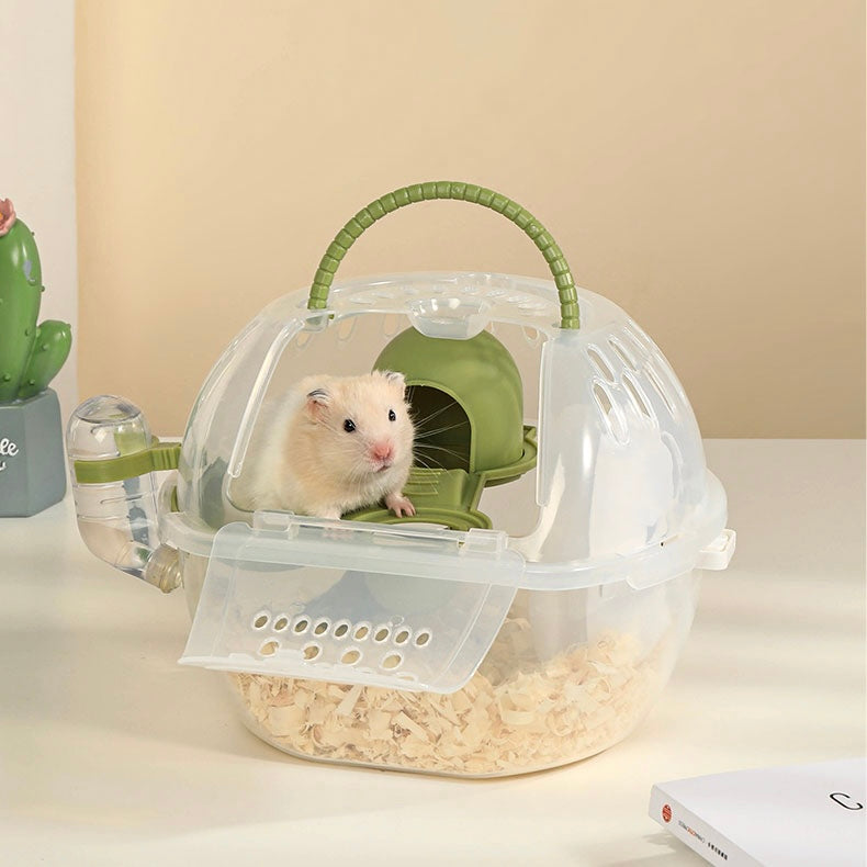 Clear and durable travel cage for small animals with ventilation openings