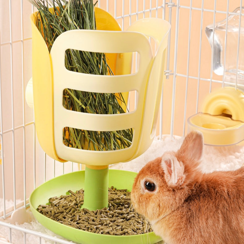 Elegant and practical Tulip Hay Feeder, designed to provide a balanced diet for rabbits and guinea pigs with its dual-function design