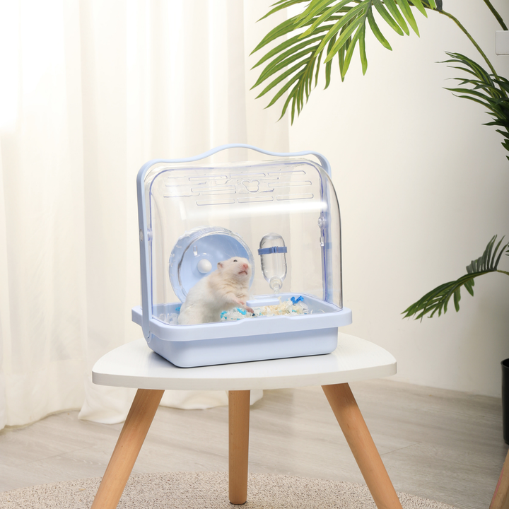 Lightweight Crystal Travel Cage, perfect for hamster and small pet transportation.