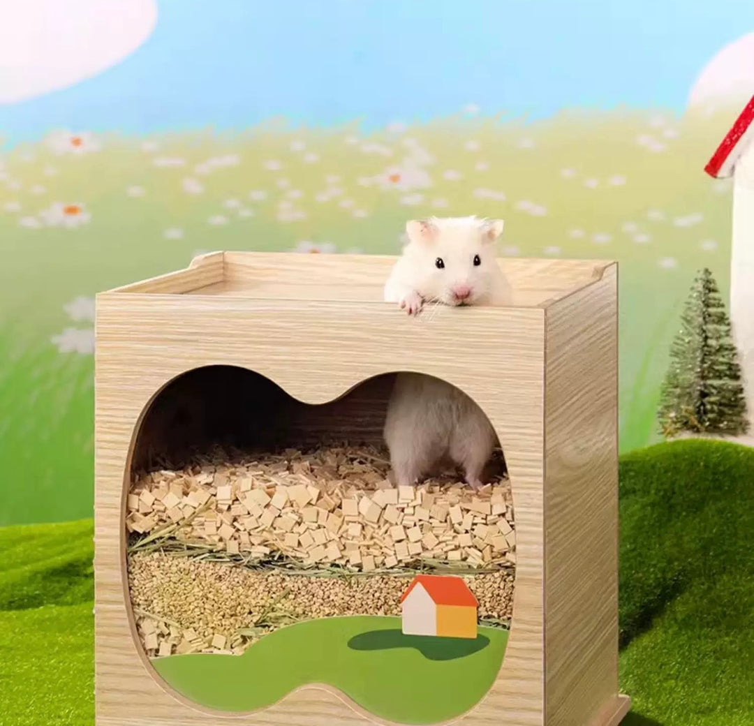Stylish and functional digging box for small animals like hamsters and mice