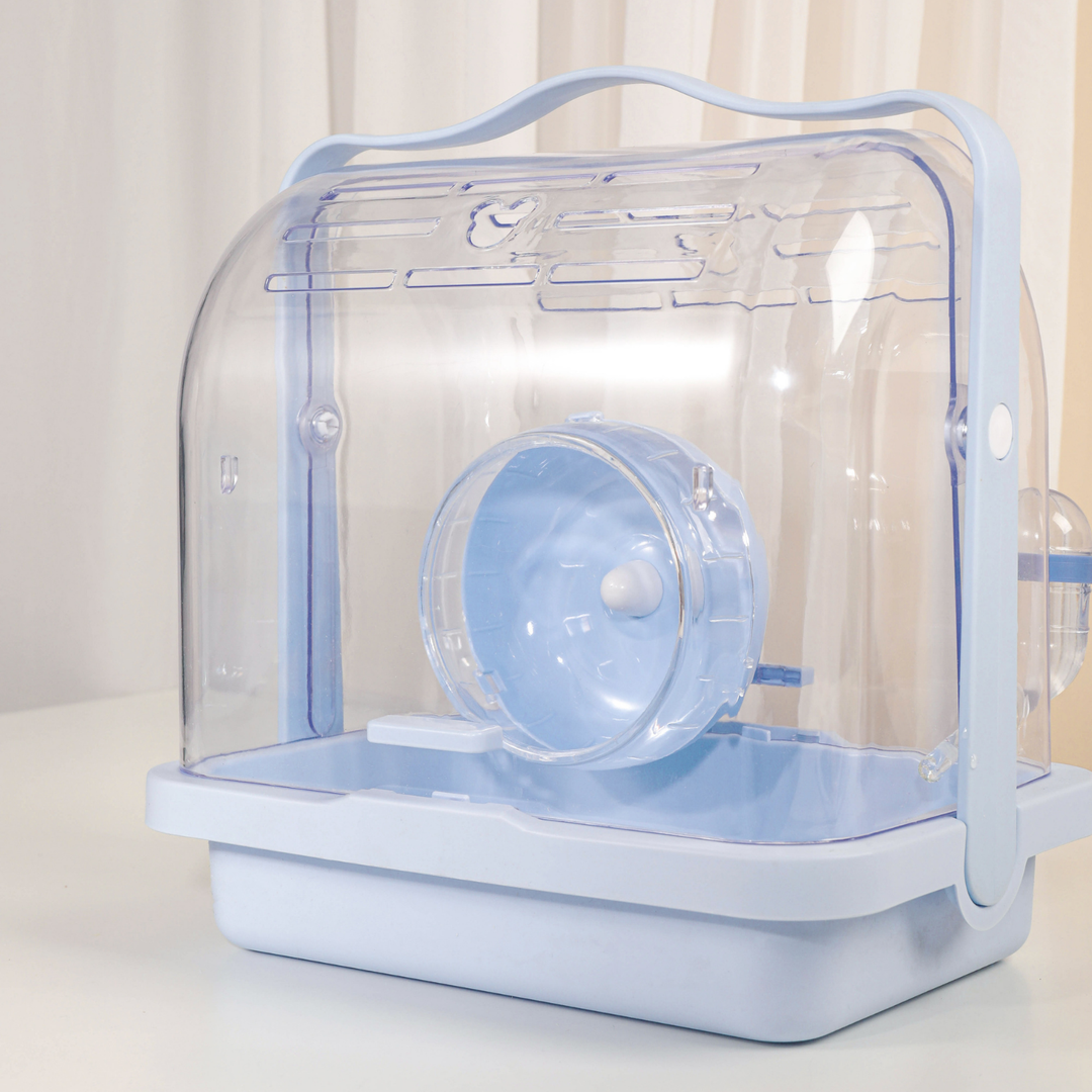 Stylish and secure Mini&Moe Crystal Travel Cage designed for small pet travel