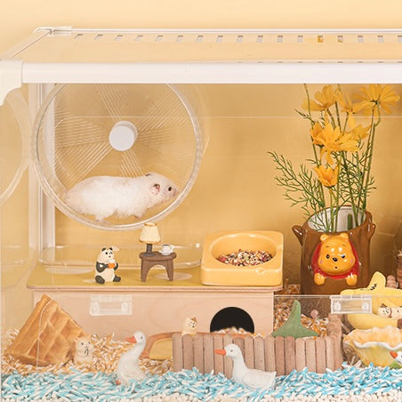 Durable and non-toxic Cheddar Condo in a colorful small pet habitat