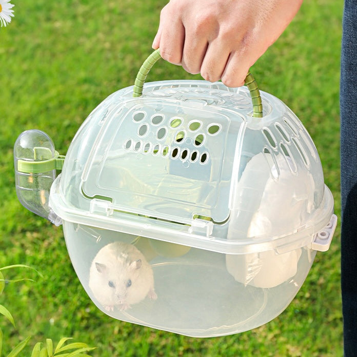 Stylish and portable Crystal Tote Cage designed for safe small pet transport